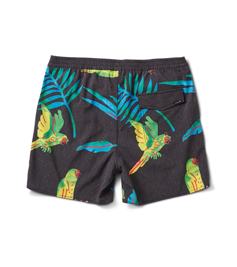 The back view of the Shorey Macaw Boardshorts in Black. Big Image - 2