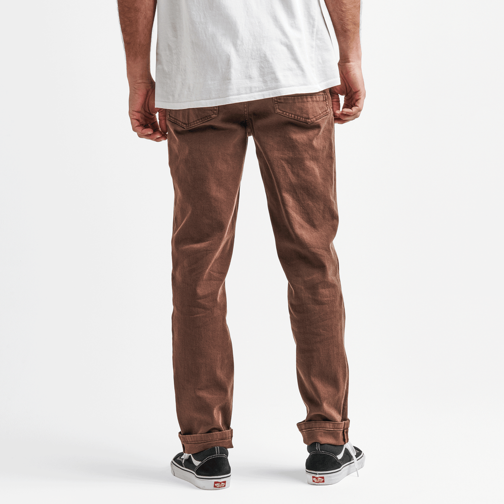 The on body view of Roark's HWY 128 Straight Fit Broken Twill Jeans - Brown Big Image - 3