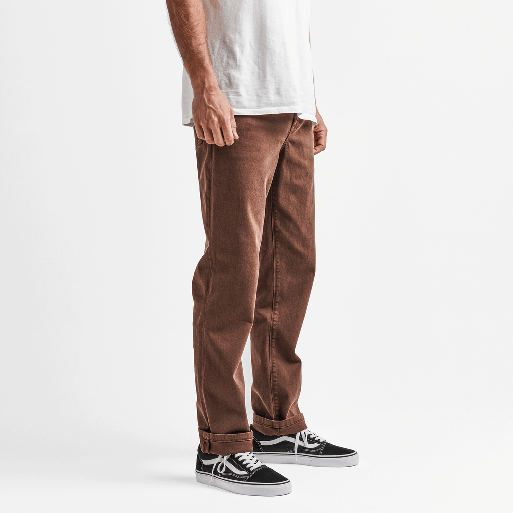 The on body view of Roark's HWY 128 Straight Fit Broken Twill Jeans - Brown Big Image - 4