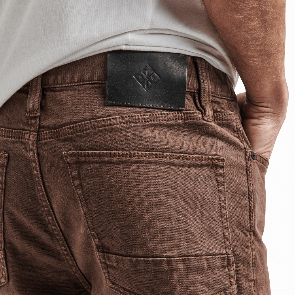 The on body view of Roark's HWY 128 Straight Fit Broken Twill Jeans - Brown Big Image - 6