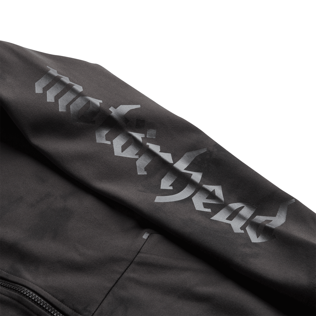 The front sleeve of Roark x Motorhead's El Morro Fleece Hoodie in Worn Black Big Image - 7