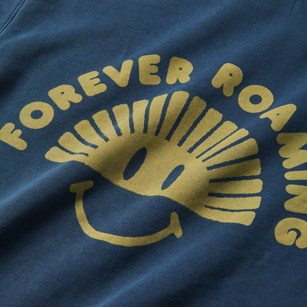 The chest logo of Roark men's Forever Roaming Sweatshirt - Dark Indigo Big Image - 4