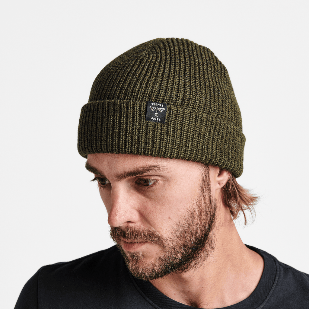 The on body view of Roark's Chief Beanie in Dark Brown Big Image - 2