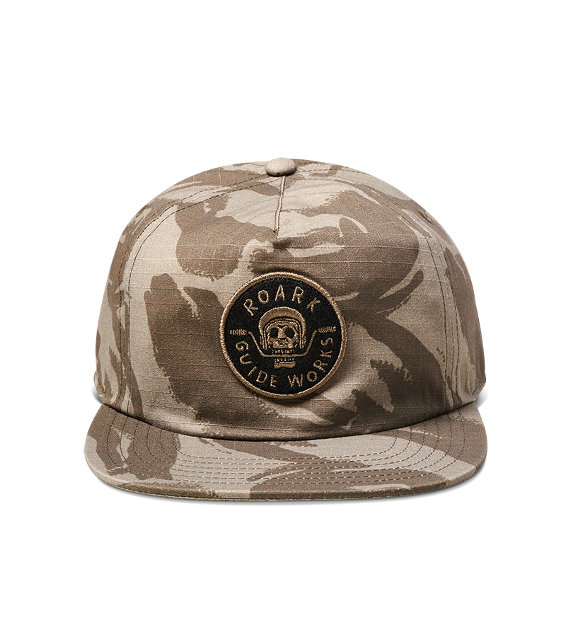 The front of the Guideworks Unstructured 5 Panel Hat - Desert Camo Big Image - 1