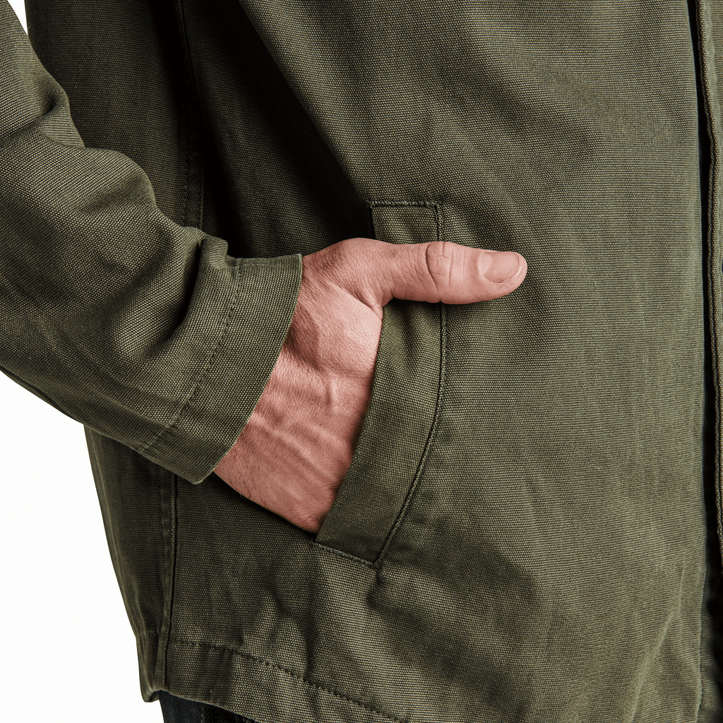 The on body view of Roark's Hebrides Lightweight Jacket - Atoll Dark Military Big Image - 6