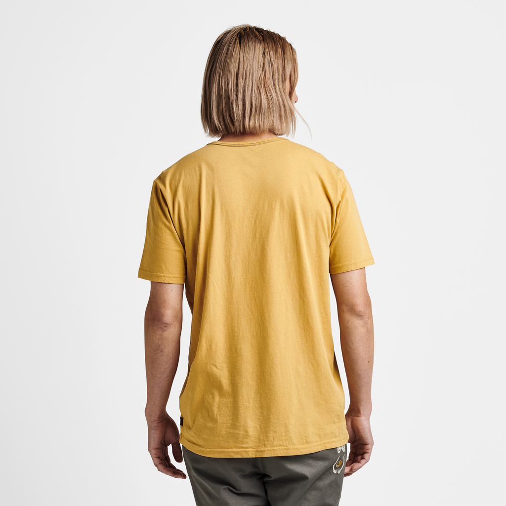 The on body view of Roark men's Well Worn Light Organic Tee - Dusty Gold Big Image - 3