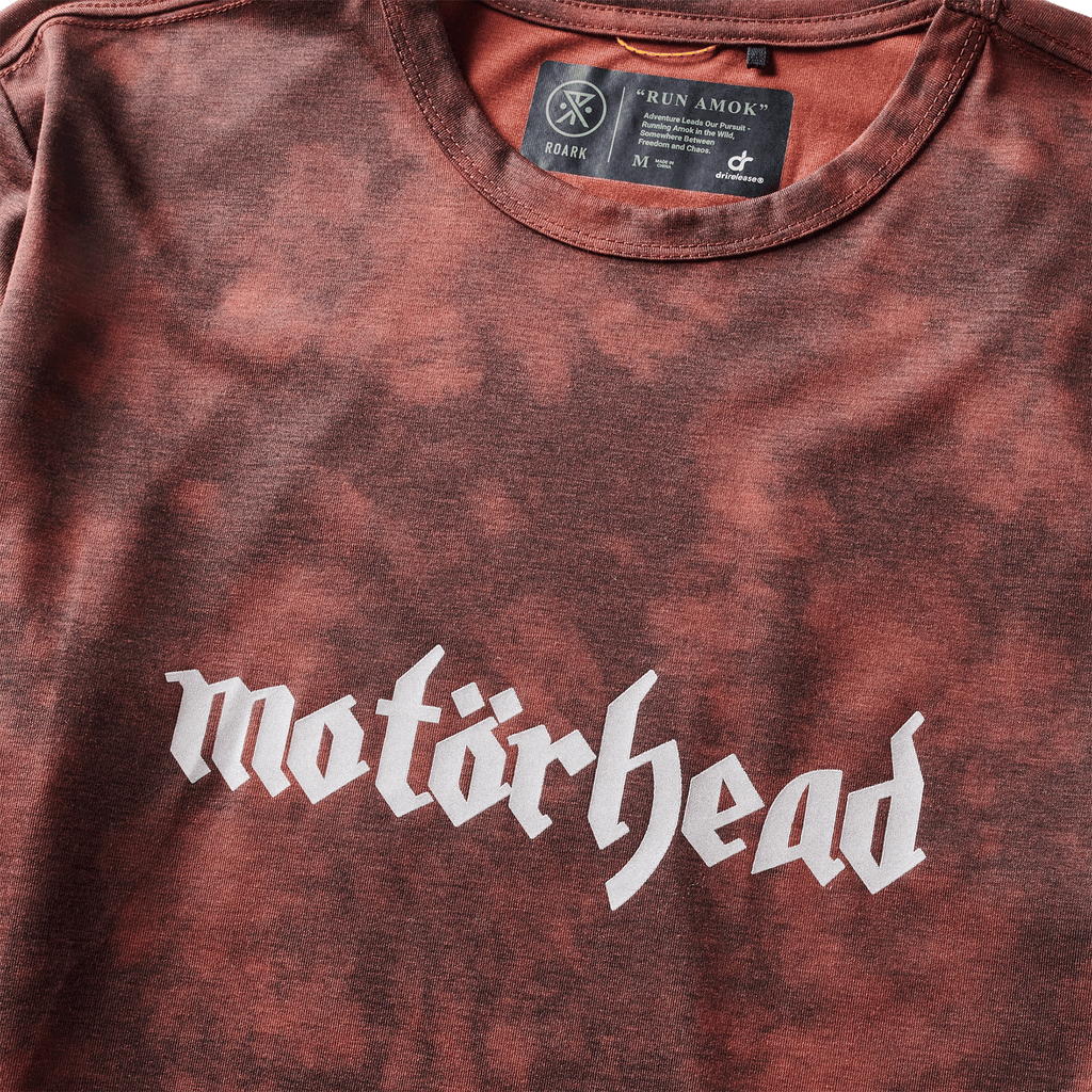 The front, close up of Roark x Motorhead's Mathis Louder SS Knit for Runners and Athletes Big Image - 6