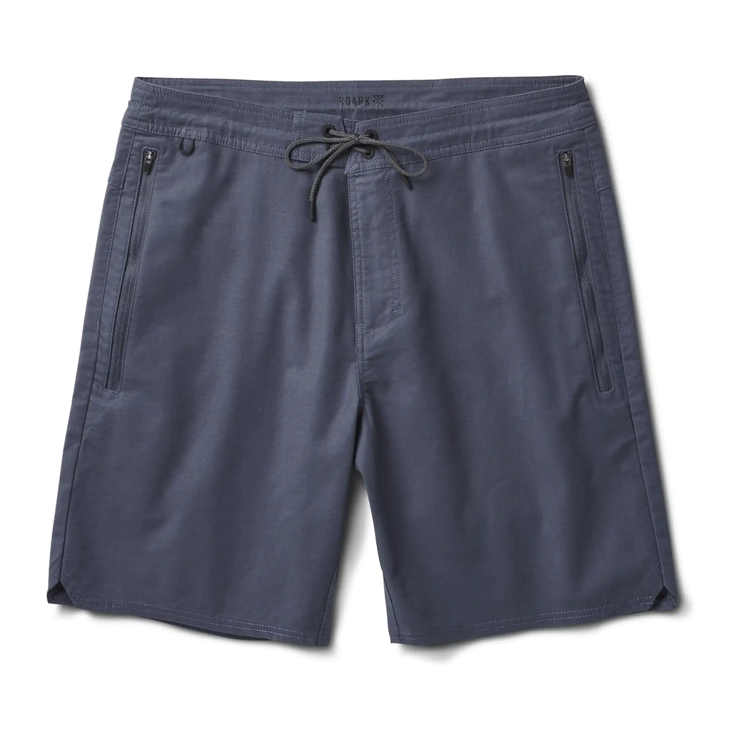 The front of Roark's Men Layover Shorts in Blue. Big Image - 1