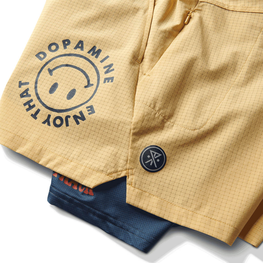 The front logo of Roark's Bommer Shorts 3.5" in Tan Big Image - 8