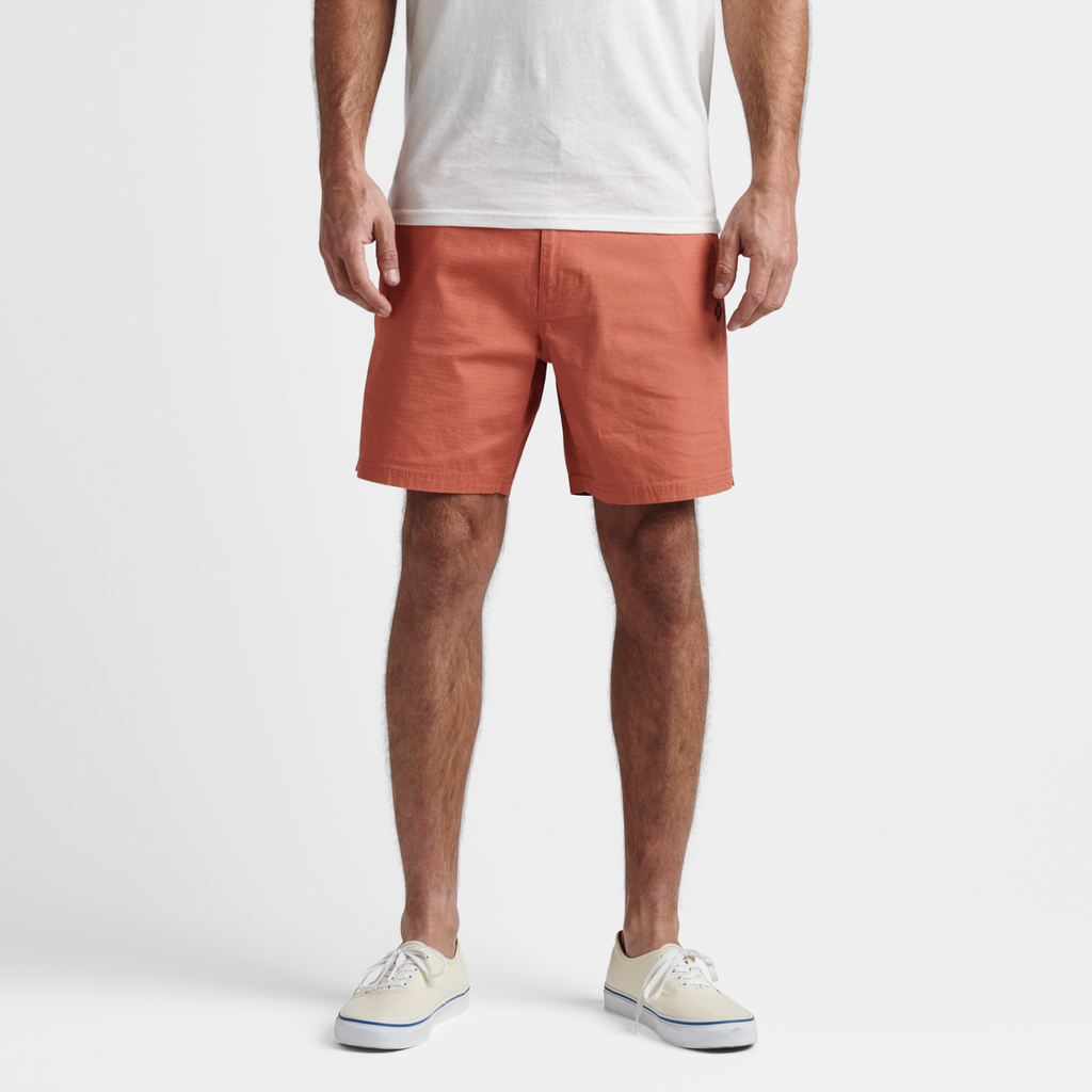 The model of Roark men's Campover Shorts - Saffron Red Big Image - 2
