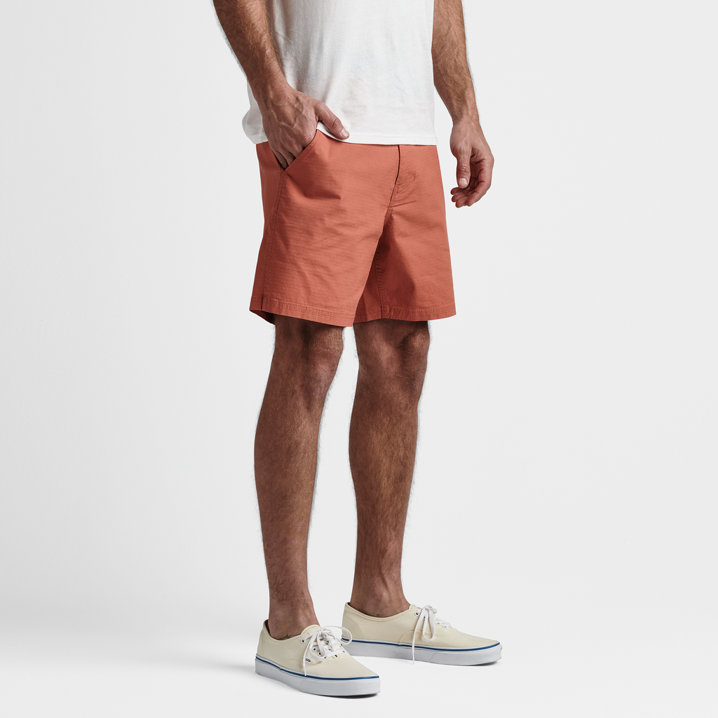 The model of Roark men's Campover Shorts - Saffron Red Big Image - 3