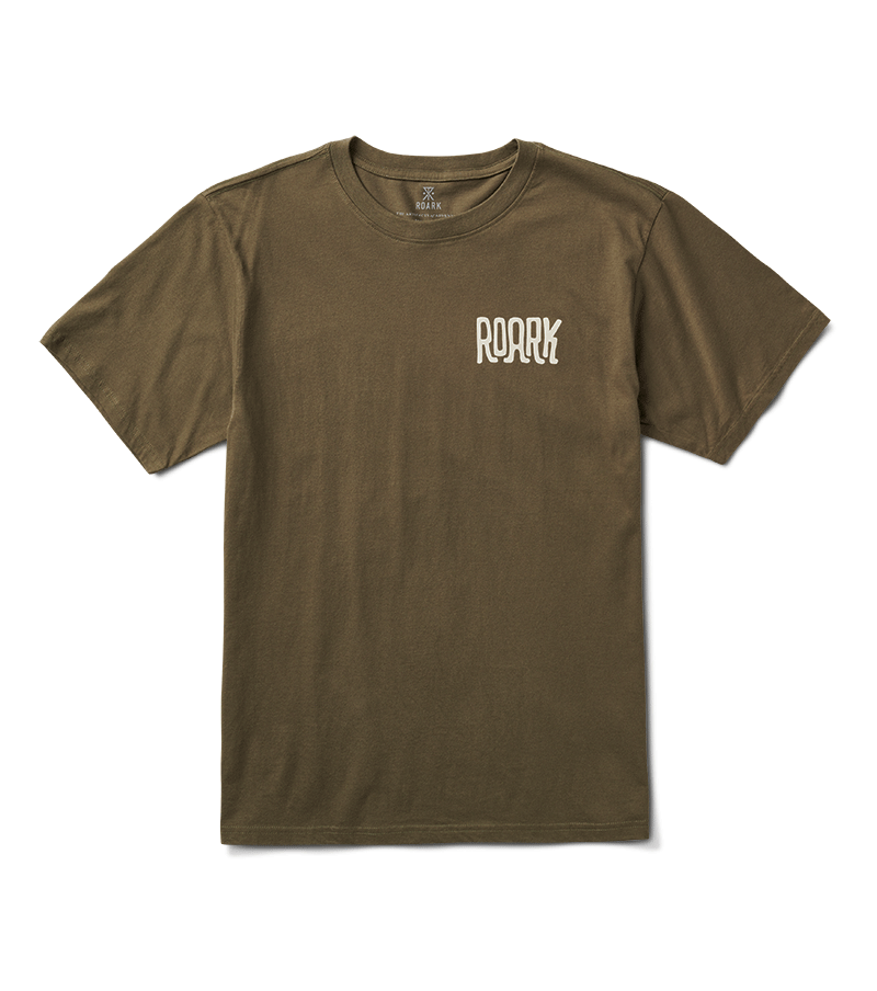 The front view of Roark's By Any Means Tee in Army. Big Image - 6