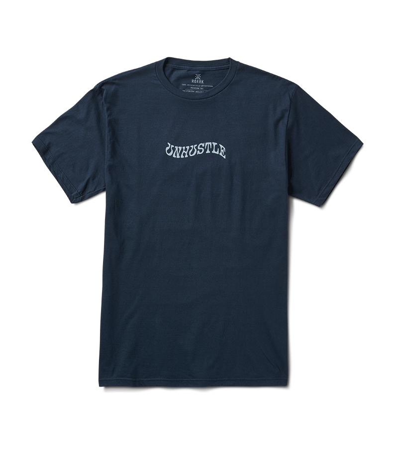 The front view of the Unhustle Tee in Navy. Big Image - 6