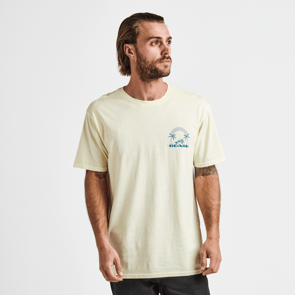 The on body view of Roark's Paradise Mineral Wash Premium Tee - Yellow Big Image - 4