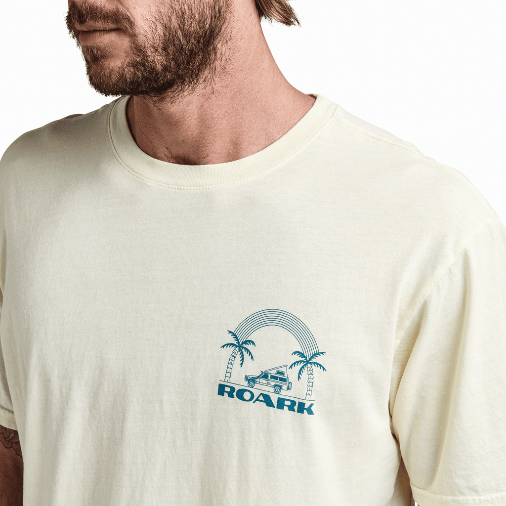 The on body view of Roark's Paradise Mineral Wash Premium Tee - Yellow Big Image - 5
