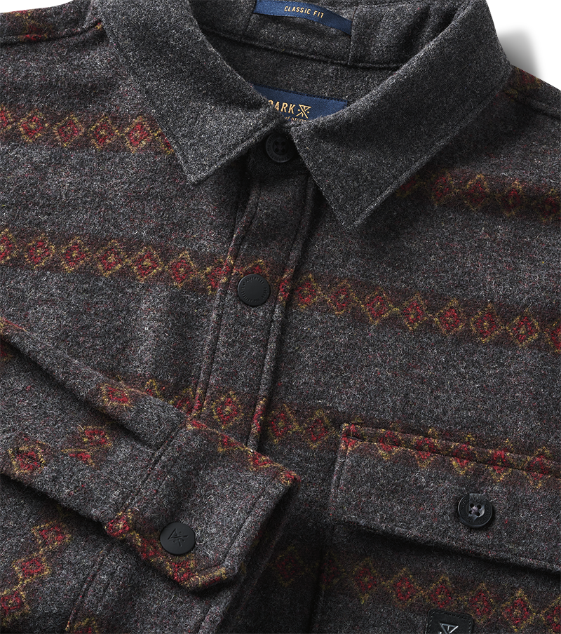 The close up look of Roark's Nordsman Long Sleeve Flannel in Charcoal Heather Big Image - 5