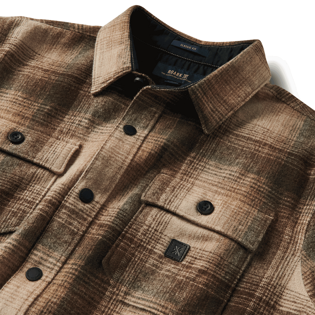 The collar of Roark's Nordsman Long Sleeve Flannel - Khaki Big Image - 7