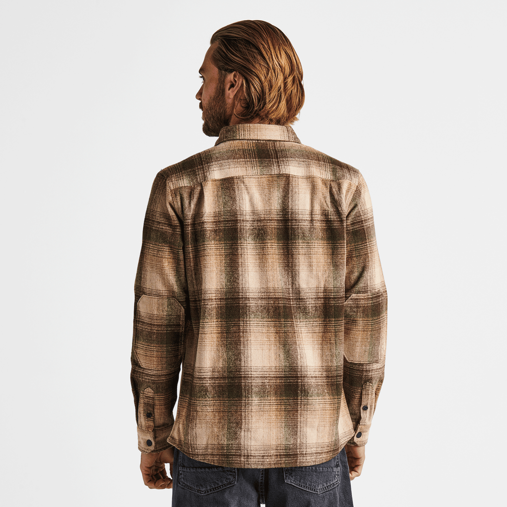 The on body view of Roark's Nordsman Long Sleeve Flannel - Khaki Big Image - 4