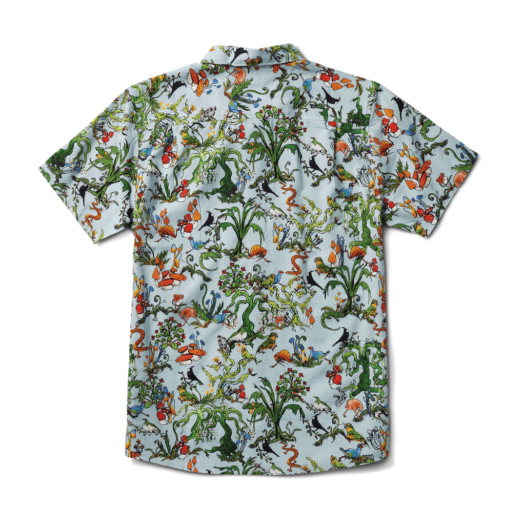 The back of Roark's Goblin Forest Journey Button Up Shirt in light blue. Big Image - 2