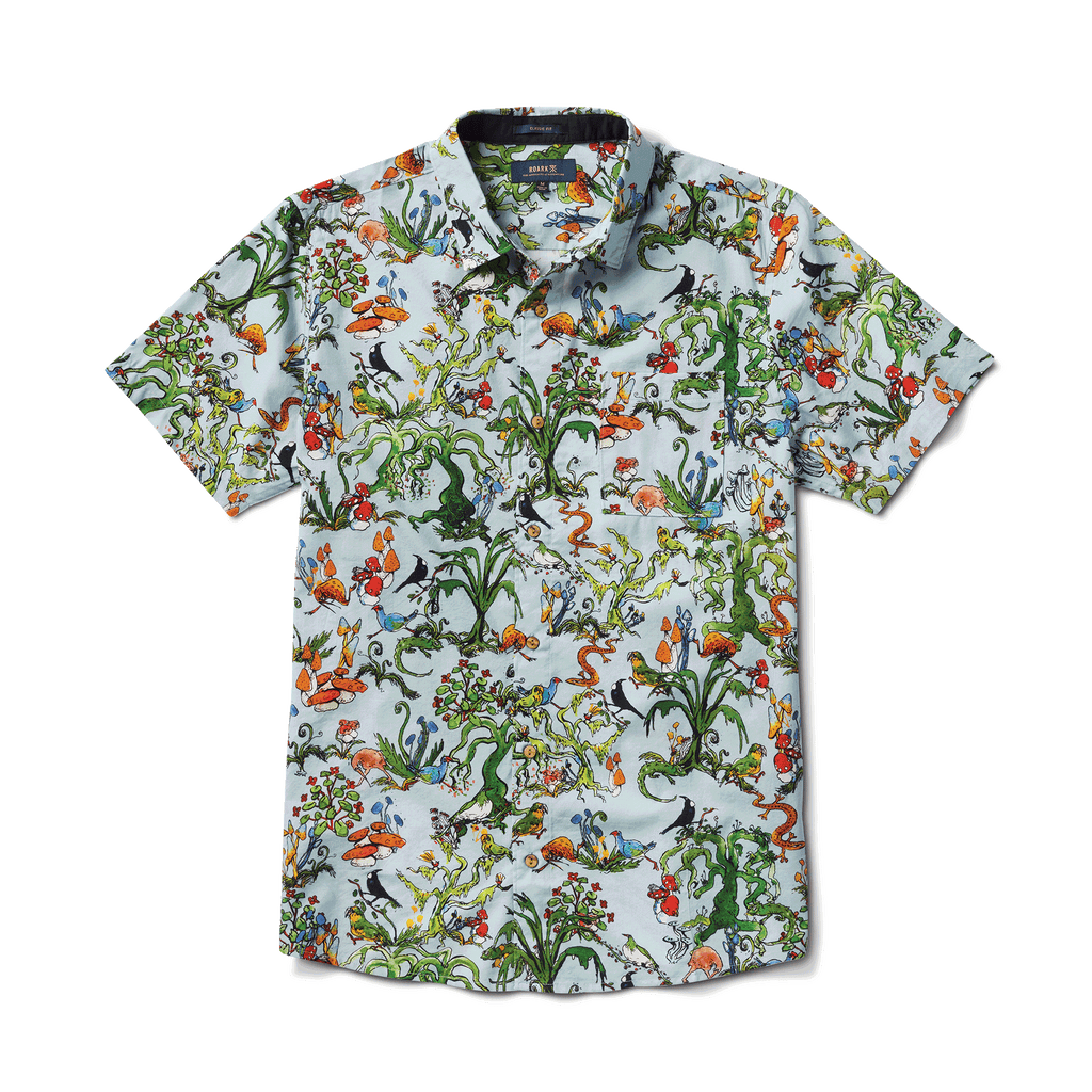 The front of Roark's Goblin Forest Journey Button Up Shirt in light blue. Big Image - 1