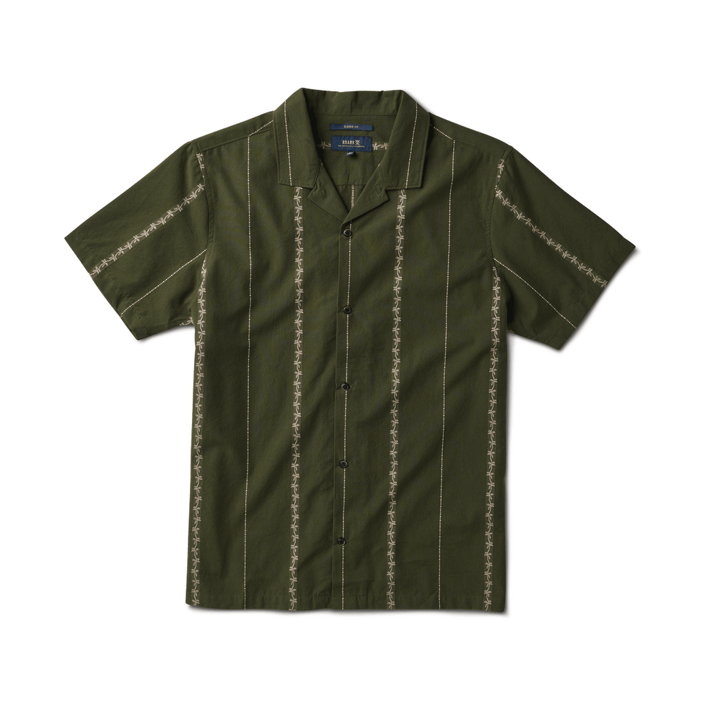 The front of Roark's Gonzo Camp Collar Shirt - Treeline Dobby Dark Military Big Image - 1