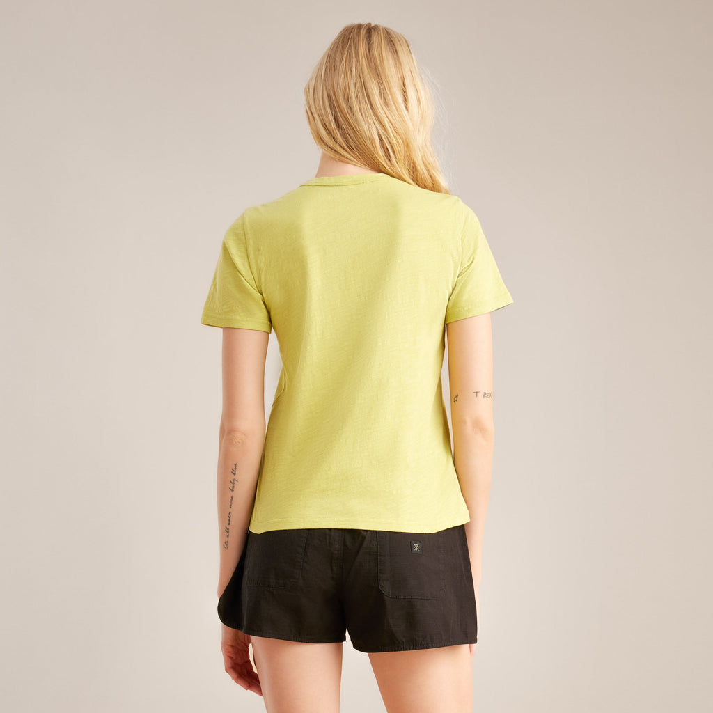 The on body view of Roark women's Well Worn Short Sleeve Tee - Lime Big Image - 7