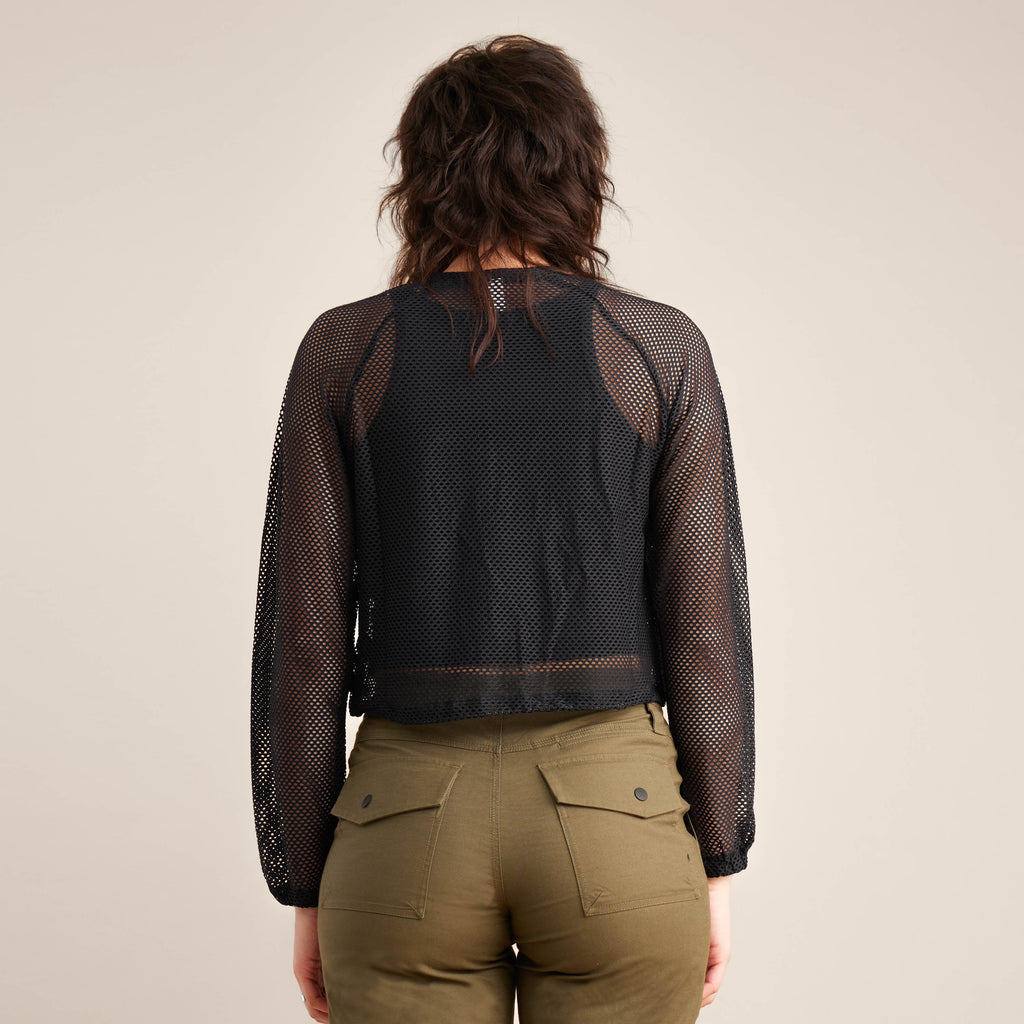 The on body view of Roark women's Flora Long Sleeve Tee - Black Big Image - 2