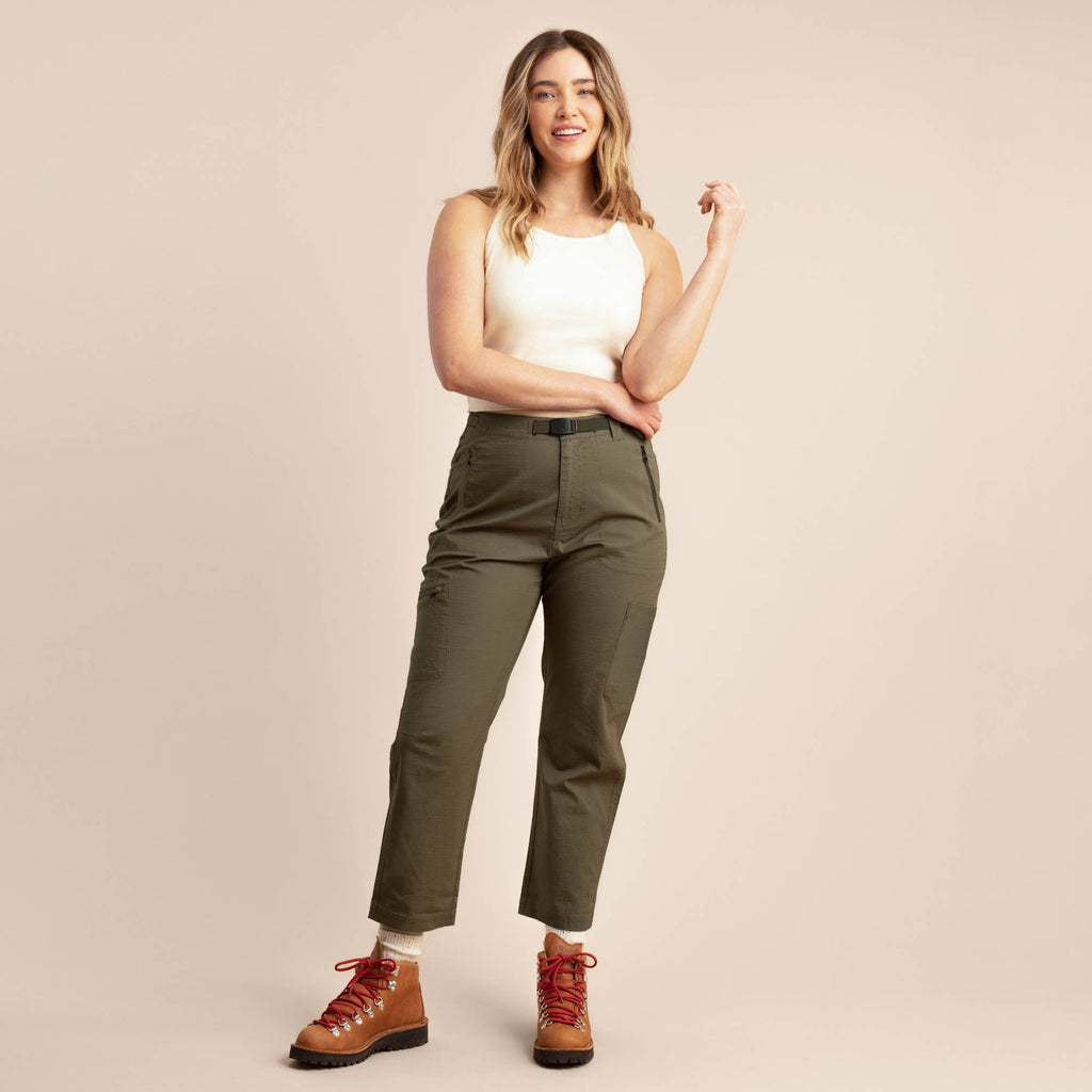 The on body view of Roark women's Campover Pants - Military Big Image - 6