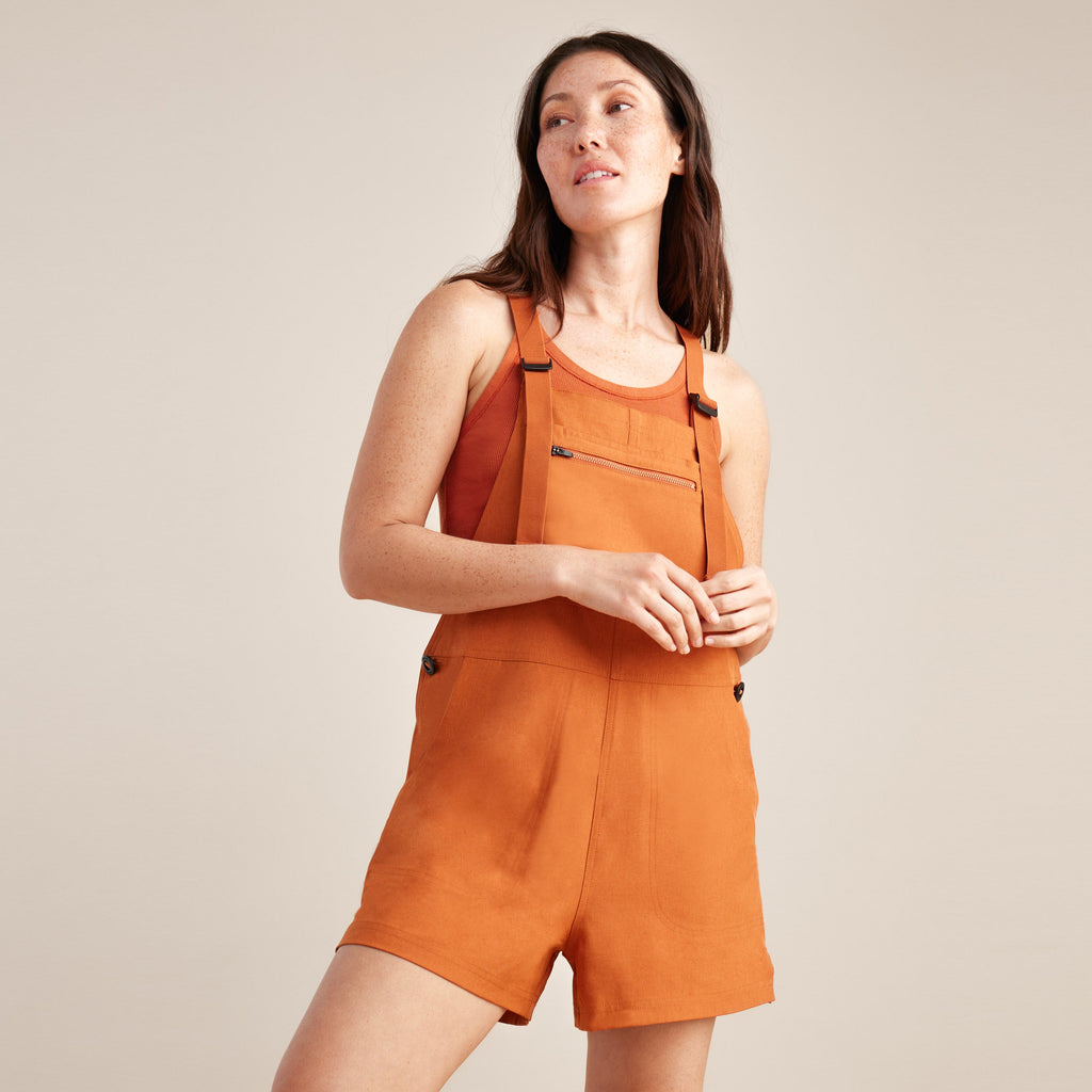 The on body view of Roark women's Canyon Jumpsuit Romper - Burnt Sienna Big Image - 4